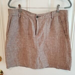 Horny Toad Women’s Tan 100% Linen Skirt, Size 10, Lightweight Outdoor